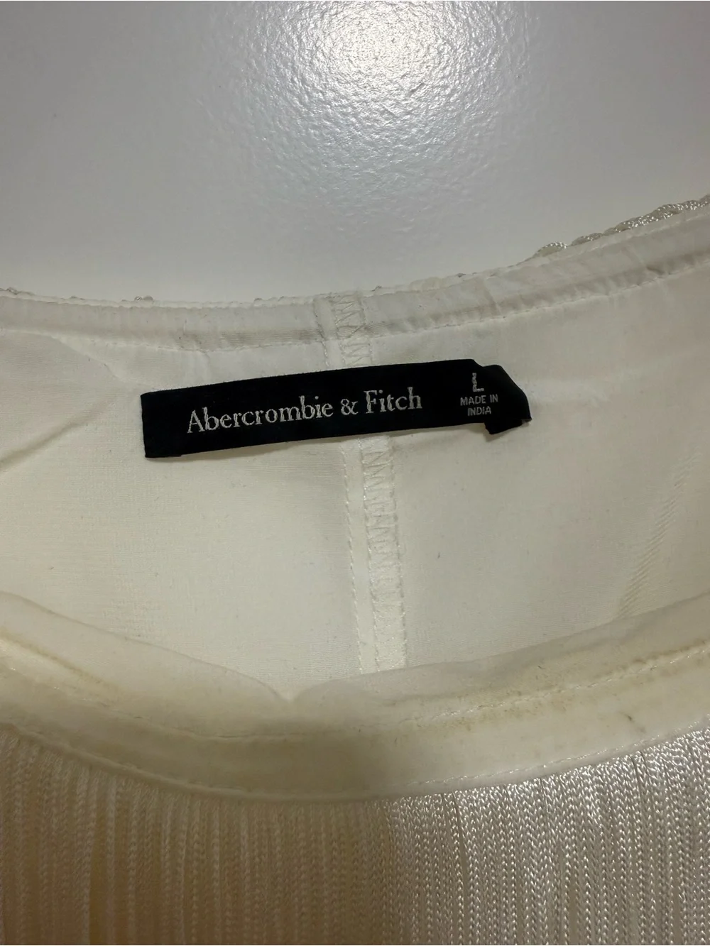Abercrombie & Fitch Ivory Fringe Slip Dress